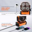 AddAcc 20000mAh Rechargeable Floor Fan, Battery Operated Camping Fan With Light & Remote, 4 Speed Run Upto 60Hrs, 90° Auto Oscillating Portable Tent Fan for Outdoor Trip RV Power Outage Shop Garage