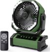 AddAcc 20000mAh Rechargeable Floor Fan, Battery Operated Camping Fan With Light & Remote, 4 Speed Run Upto 60Hrs, 90° Auto Oscillating Portable Tent Fan for Outdoor Trip RV Power Outage Shop Garage