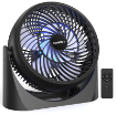 8 inch Table Fan with Remote, USB Powered Desk Fan with RGB Light & Timer, 3 Strong Speeds & 360° Pivot Adjustable, Desktop Air Circulator Fan for Home Office Dorm RV Bedroom Travel	