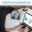 8 inch Table Fan with Remote, USB Powered Desk Fan with RGB Light & Timer, 3 Strong Speeds & 360° Pivot Adjustable, Desktop Air Circulator Fan for Home Office Dorm RV Bedroom Travel	